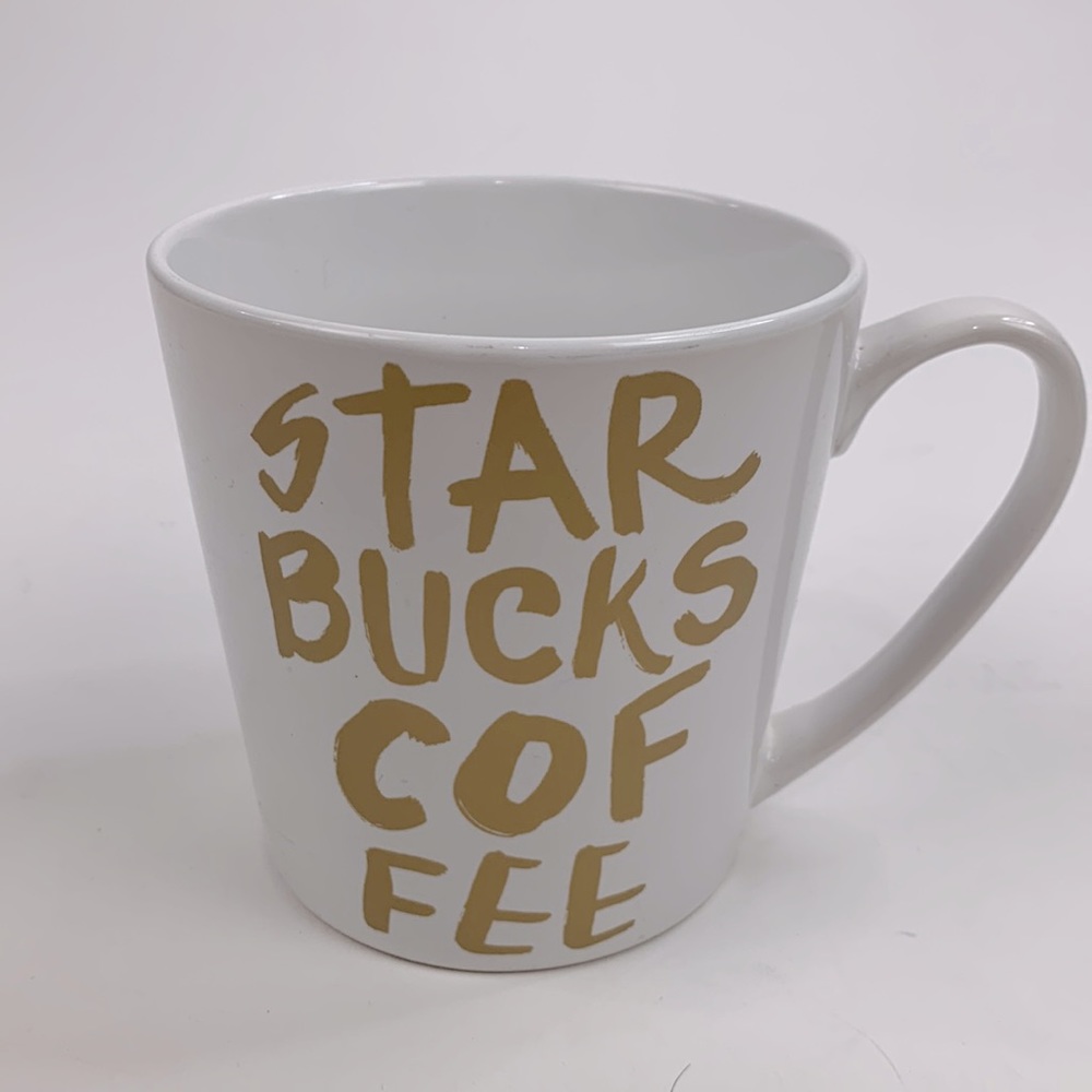 Starbucks Coffee Mug White Gold 14oz 2015